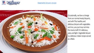 Vegetable biryani recipe
 