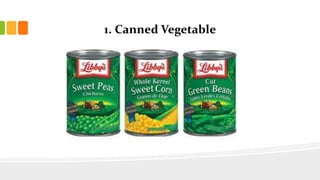 1. Canned Vegetable
 
