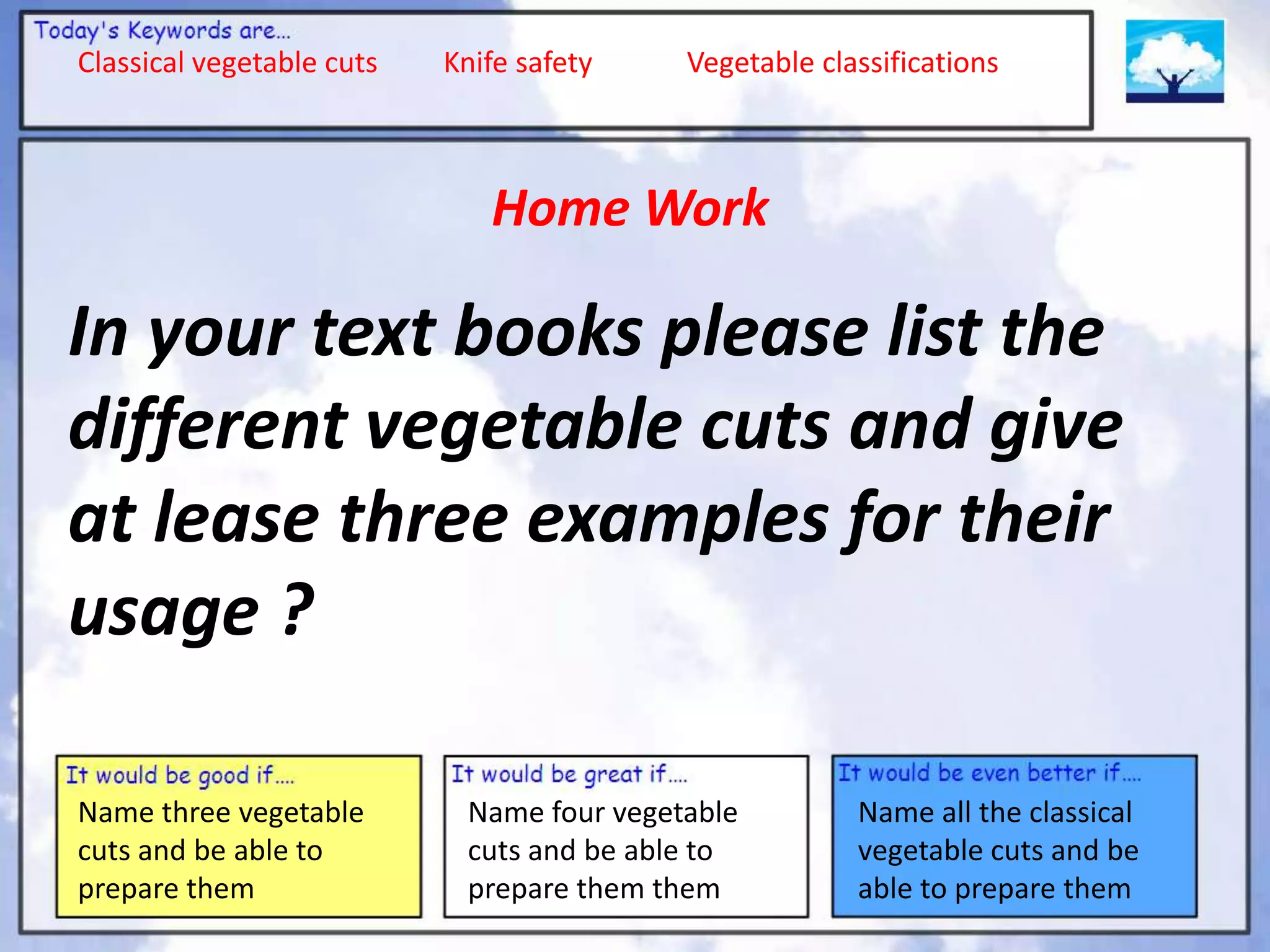 Vegetable cuts gcse y10 | PPTX