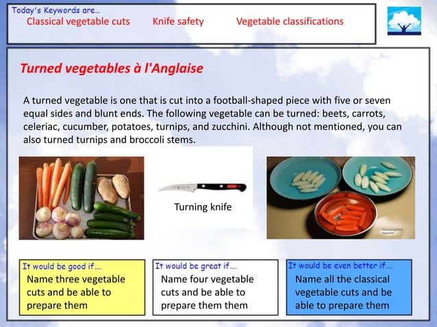 Vegetable cuts gcse y10 | PPTX | Vegetarian Diets | Food & Drink
