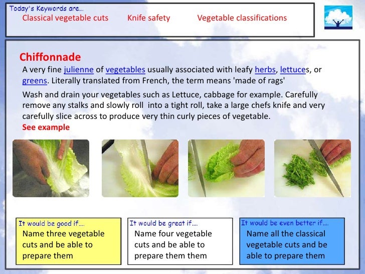 Vegetable cuts gcse y10