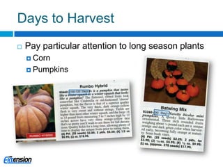 Cool & Warm Season Crops<br /><ul><li>Warm-season seeds may rot in cold soils