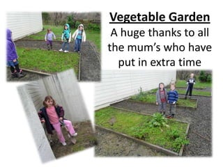Vegetable Garden
 A huge thanks to all
the mum’s who have
  put in extra time
 