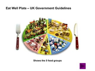 Eat Well Plate – UK Government Guidelines




                 Shows the 5 food groups
 