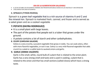 VEGETABLES PRESENTATION SCRIPTS.docx | Vegetarian Diets | Food & Drink