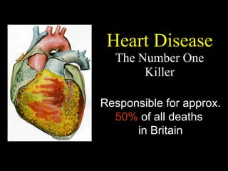 Heart Disease The Number One Killer Responsible for approx.  50%  of all deaths  in Britain 