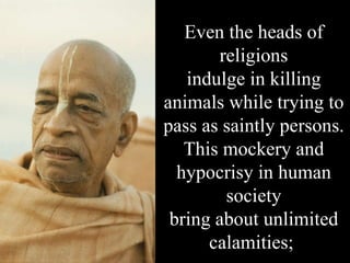 Even the heads of religions indulge in killing animals while trying to pass as saintly persons. This mockery and hypocrisy in human society bring about unlimited calamities;  