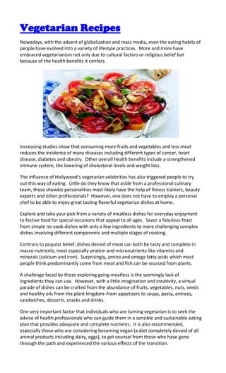 Vegetarian Recipe | PDF