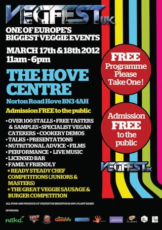 Vegfest UK Brighton 2012 Programme