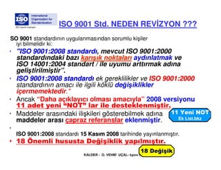 ISO 9001 Std. NEDEN REV ZYON ???
  ISO tescilli markadır.

                             Değişiklikler !!!
ISO 9001 standar...