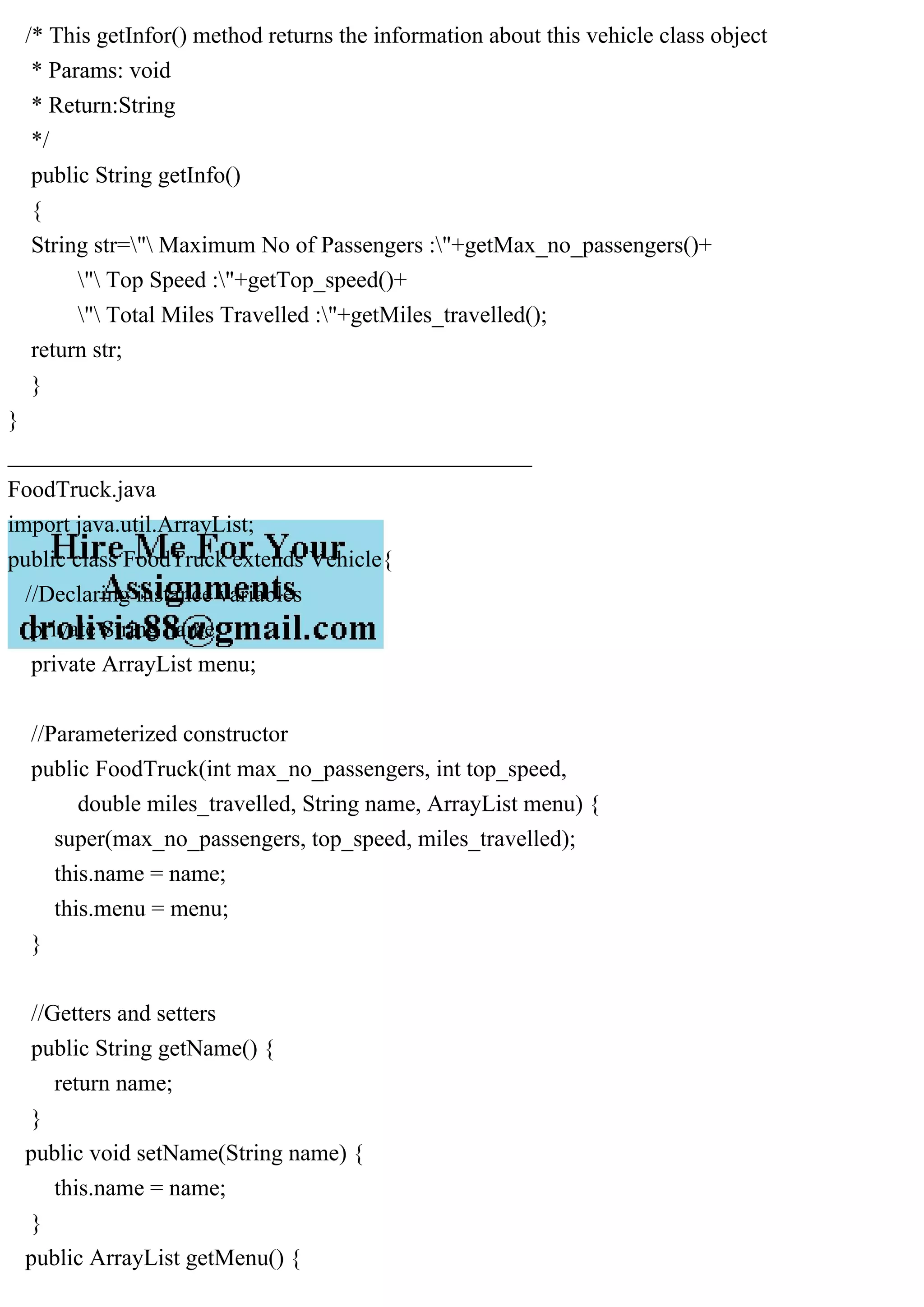 Vehicle.javapublic class Vehicle { Declaring instance var.pdf