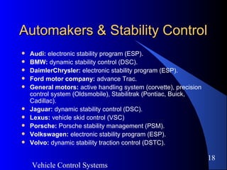 Vehicles Dynamic Controles An Overview of Vehicle Control Systems | PDF
