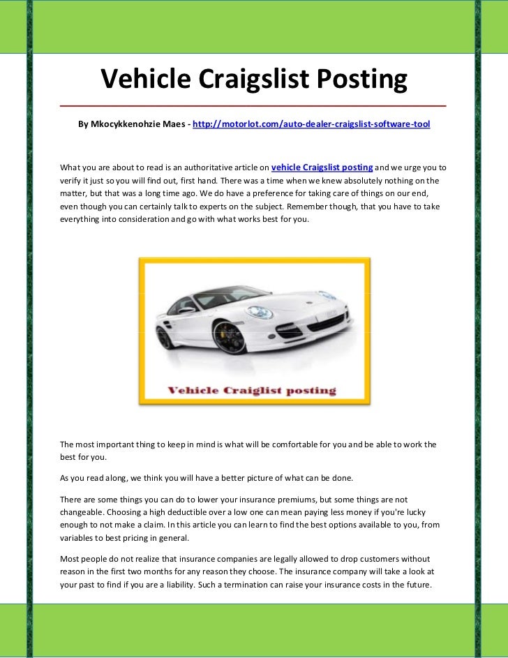 Vehicle craigslist posting