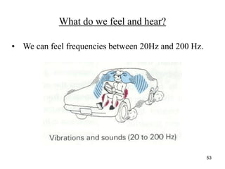53
What do we feel and hear?
• We can feel frequencies between 20Hz and 200 Hz.
 