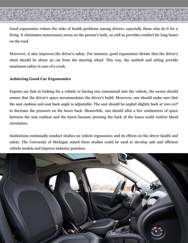 Vehicle Ergonomics and its Effect on a Driver’s Health and Safety | PDF ...