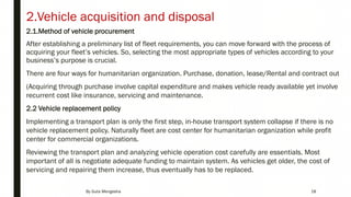 Vehicle fleet management in humanitarian organization | PDF