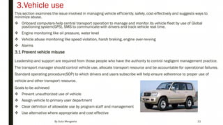 Vehicle fleet management in humanitarian organization | PDF