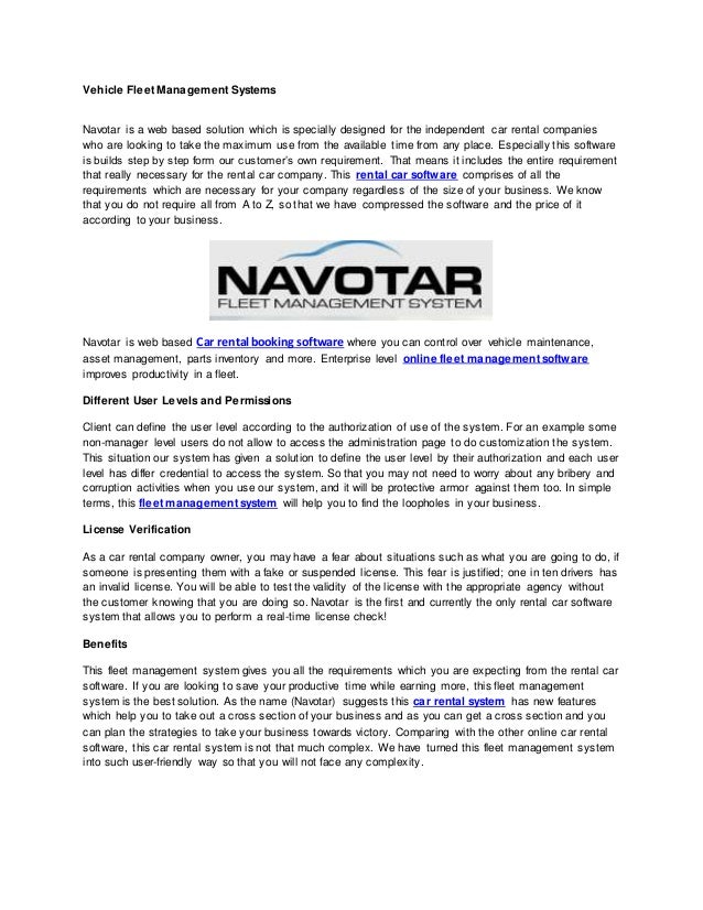 Vehicle Fleet Management Software
