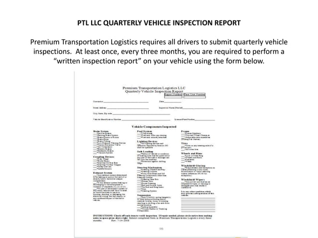 Vehicle inspection training | PPTX