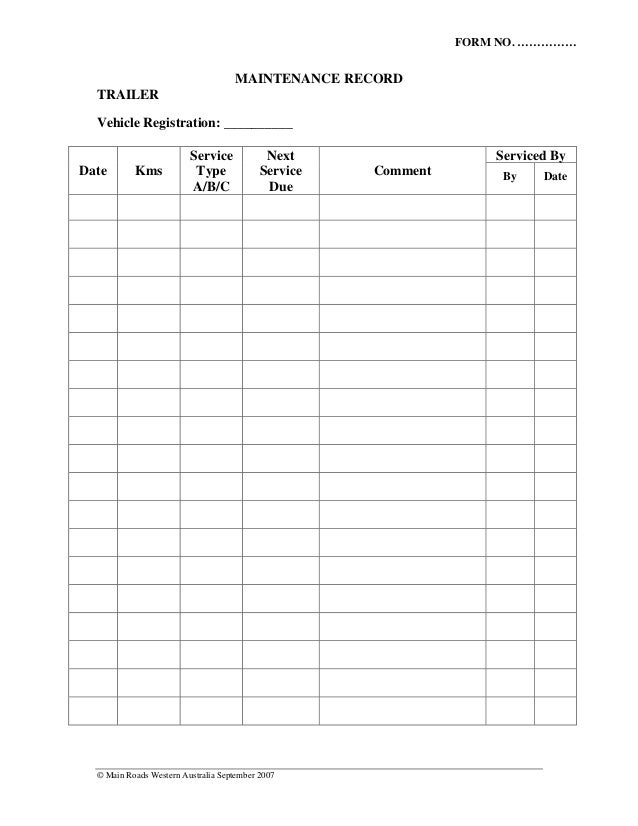 vehicle maintenance record barca fontanacountryinn com truck maintenance record form