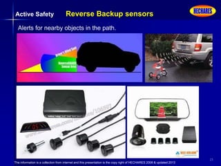 The information is a collection from internet and this presentation is the copy right of HECHARES 2008 & updated 2013
25
Active Safety Reverse Backup sensors
Alerts for nearby objects in the path.
 