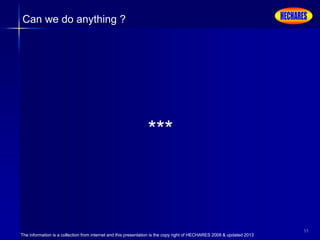 The information is a collection from internet and this presentation is the copy right of HECHARES 2008 & updated 2013
55
Can we do anything ?
***
 