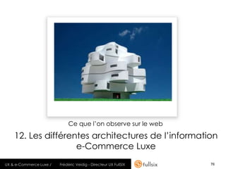 Ce que l’on observe sur le web

    12. Les différentes architectures de l’information
                    e-Commerce Luxe...