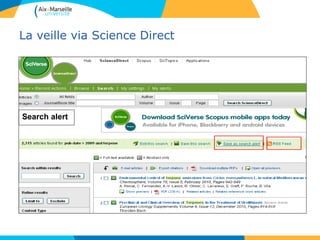 La veille via Science Direct
Search alert
 