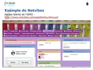 Equipe Stéréo de l’ISM2 :
http://www.netvibes.com/gaellechou#Accueil
Exemple de Netvibes
 