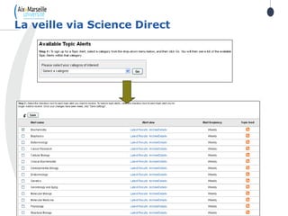 La veille via Science Direct
 