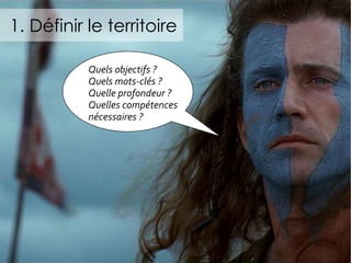 1.   Définir le territoire Quels objectifs ? Quels mots-clés ? Quelle profondeur ? Quelles compétences nécessaires ? 