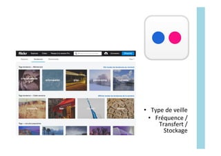•  Type	de	veille	
•  Fréquence	/	
Transfert	/	
Stockage	
 