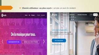  Chemin utilisateur «au plus court» : arrivée, un seul clic évident.
 