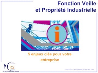 Fonction Veille
    et Propriété Industrielle




5 enjeux clés pour votre
      entreprise

                    © 2003-2011 – arist Bretagne & Pays de la Loire
 