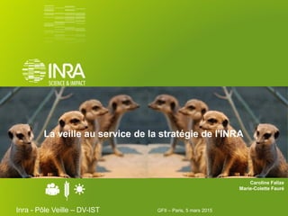 La veille au service de la stratégie de l'INRA
GFII – Paris, 5 mars 2015Inra - Pôle Veille – DV-IST
Caroline Falize
Marie-Colette Fauré
 