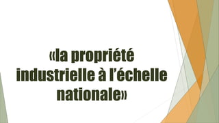 «la propriété
industrielle à l’échelle
nationale»
 