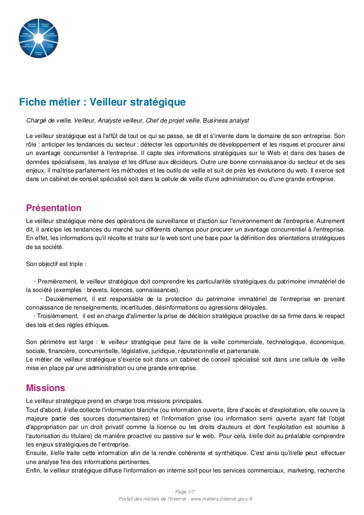 Fiche metier veilleur strategique