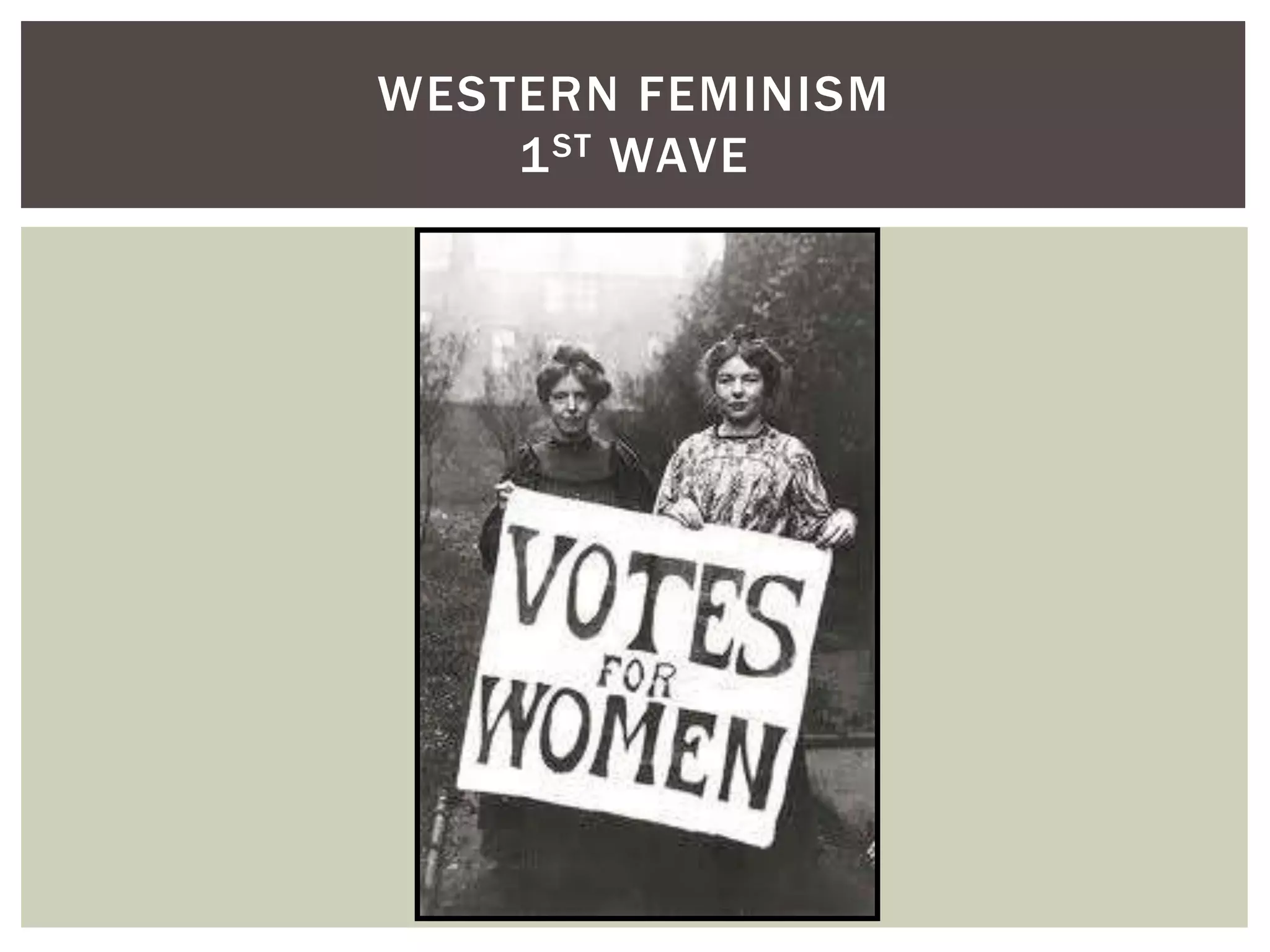 WESTERN FEMINISM
    1 ST WAVE
 