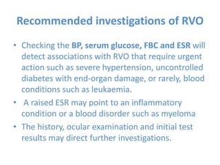 Vein occlusion guidelines | PPTX