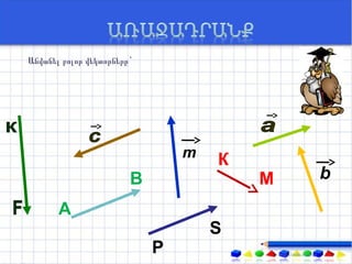 Անվանել բոլոր վեկտորները`




                                т   К
                        В               М   b

       А
                                    S
                            Р
 