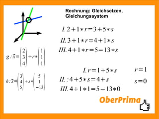 Rechnung: Gleichsetzen, Gleichungssystem 