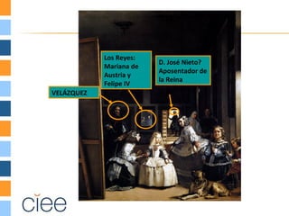 Los Reyes:
                         D. José Nieto?
            Mariana de
                         Aposentador de
            Austria y
                         la Reina
            Felipe IV
VELÁZQUEZ
 