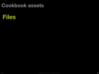 Cookbook assets

Files




             Copyright © 2010 Opscode, Inc - All Rights Reserved   48
 