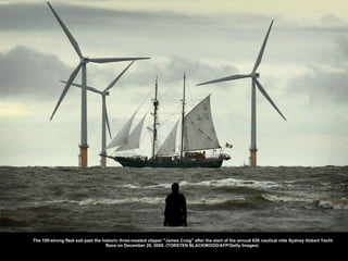 The 100-strong fleet sail past the historic three-masted clipper &quot;James Craig&quot; after the start of the annual 628 nautical mile Sydney Hobart Yacht Race on December 26, 2008. (TORSTEN BLACKWOOD/AFP/Getty Images)   