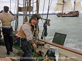 Billy Gernertt, gunner's mate for the tall ship Lynx, yells, &quot;Live Free or Die!&quot; before firing a dummy charge from its cannon toward the Hawaiian Chieftain during a mock battle on Commencement Bay in Washington State on Friday July 4, 2008. (DREW PERINE/AP) 