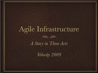 Agile Infrastructure
   A Story in Three Acts

      Velocity 2009
 