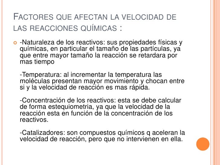 Velocidad de las reacciones quimicaas Velocidad de las reacciones quimicaas