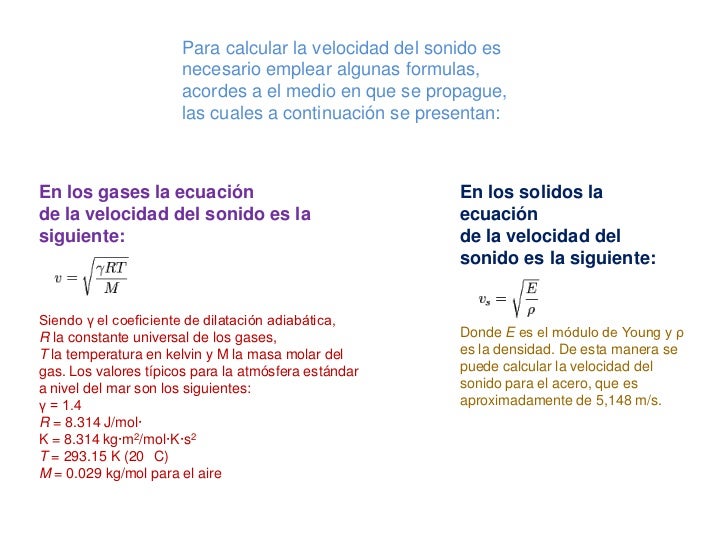 Velocidad y definición del sonido Velocidad y definición del sonido