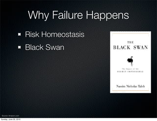 Why Failure Happens
                        Risk Homeostasis
                        Black Swan




Source: Amazon.com
Sun...