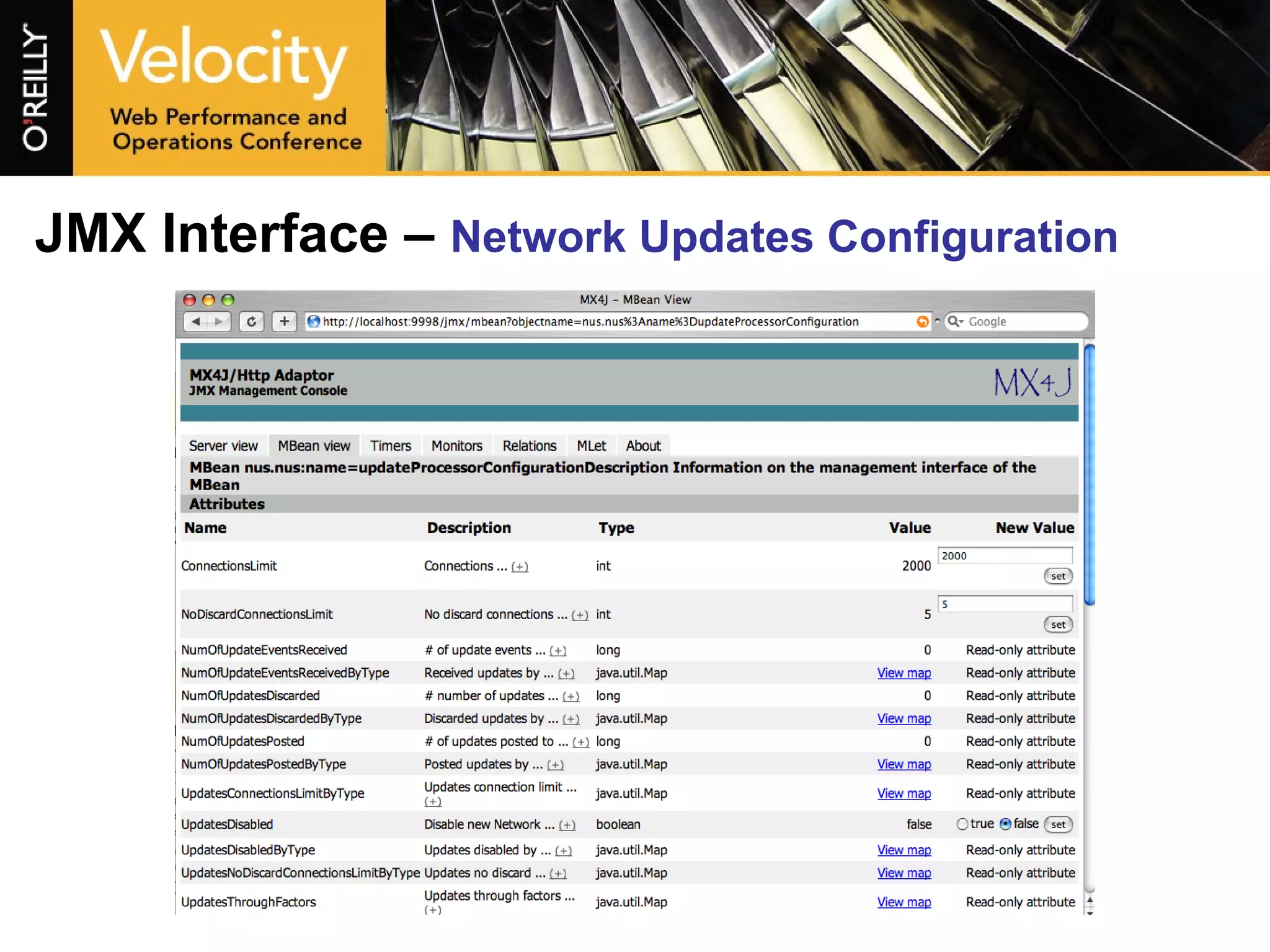 JMX Interface – Network Updates Configuration
 